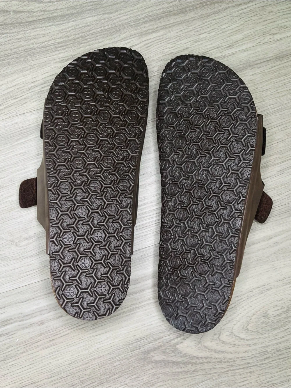 Fitory Sandals Mens Size 10 Brown Slide Adjustable Buckle Leather Comfort Casual